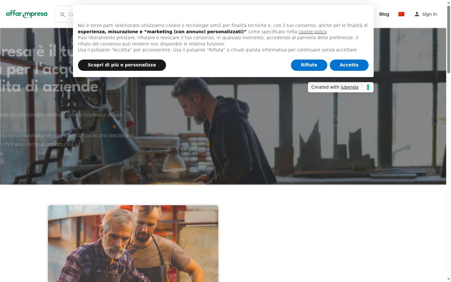 Screenshot tal-banner tal-kunsens muri qabel kwalunkwe interazzjoni