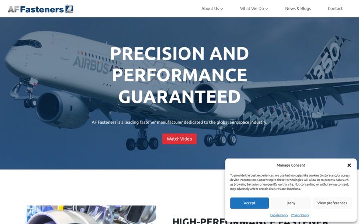 Screenshot ta' affasteners.com
