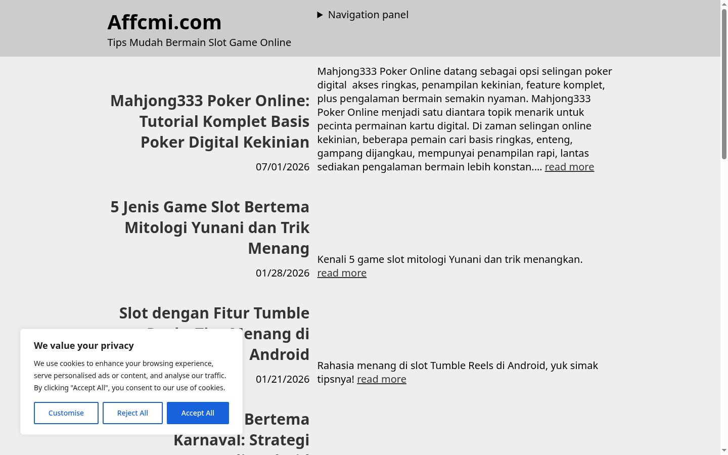 Screenshot of the consent banner shown before any interaction