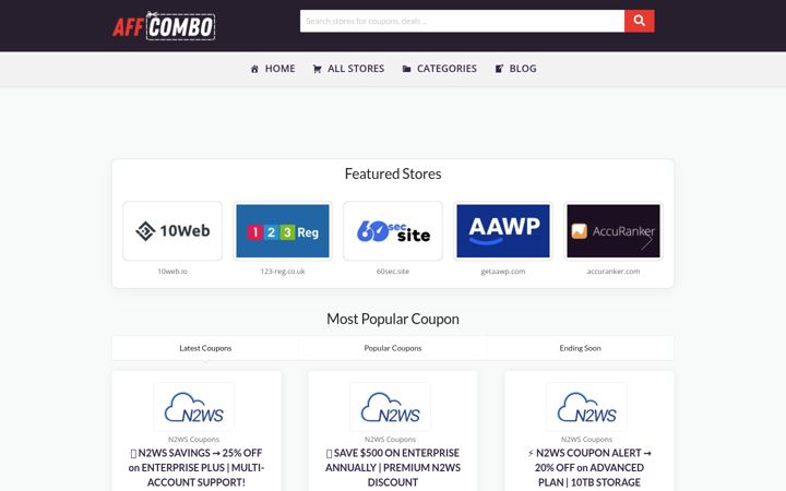Screenshot ta' affcombo.com