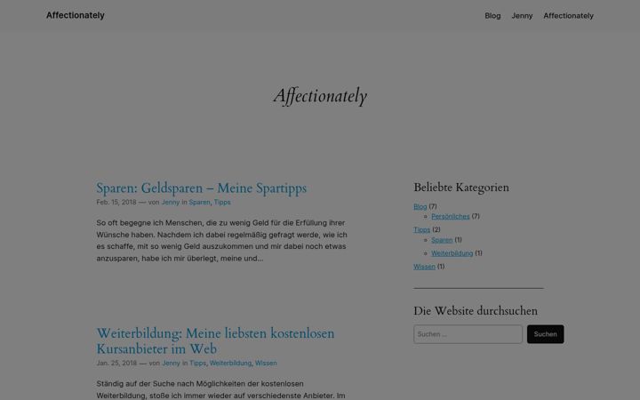 Screenshot ta' affectionately.at