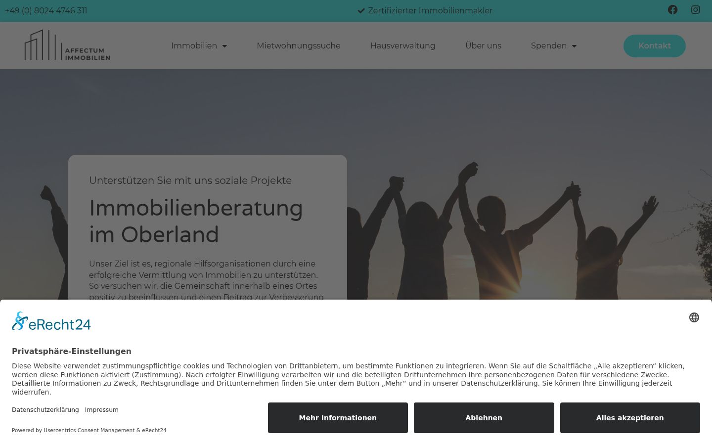 Screenshot of the consent banner shown before any interaction