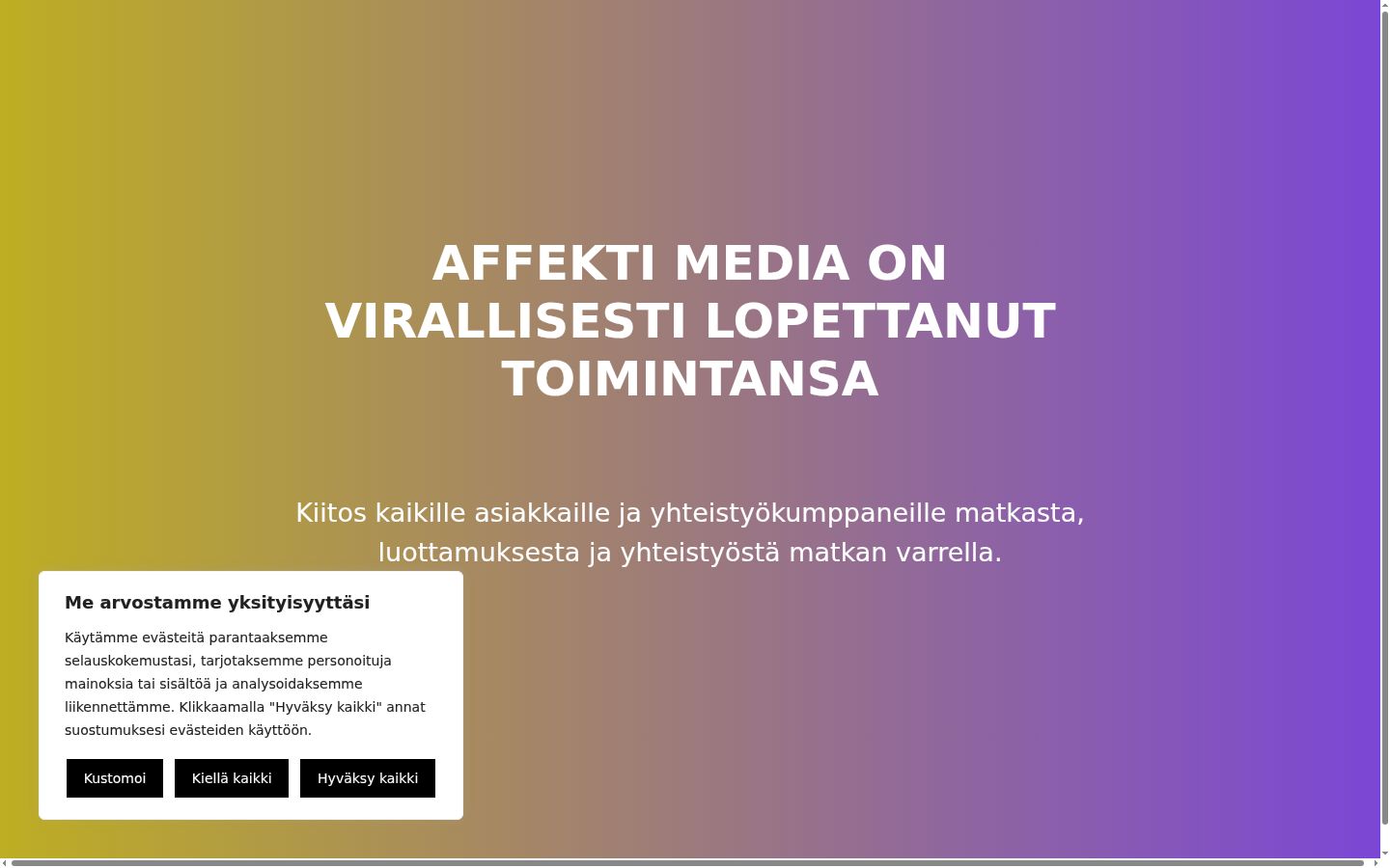 Screenshot del banner di consenso mostrato prima di qualsiasi interazione