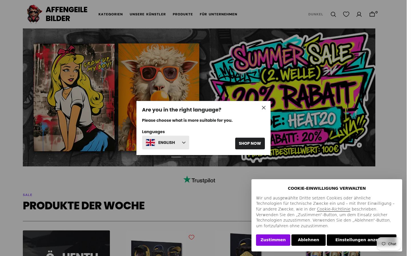 Screenshot of the consent banner shown before any interaction