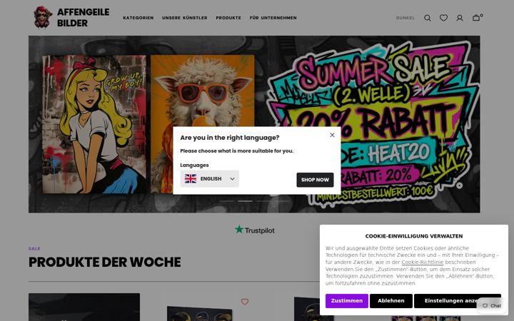 Screenshot of affengeilebilder24.de