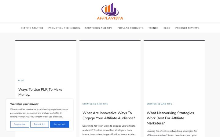 Screenshot of affilavista.com