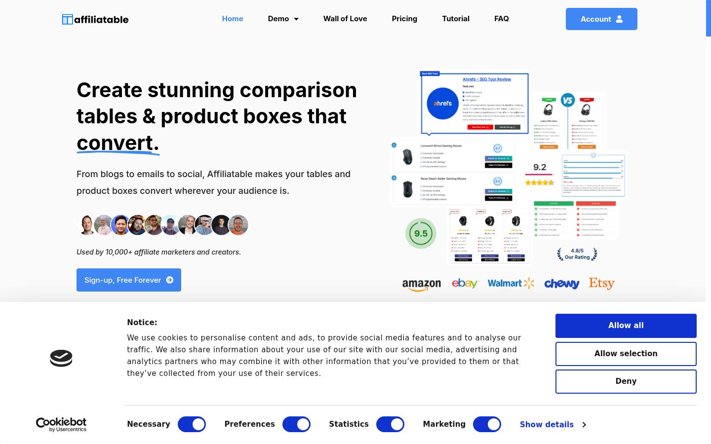 Screenshot of the consent banner shown before any interaction