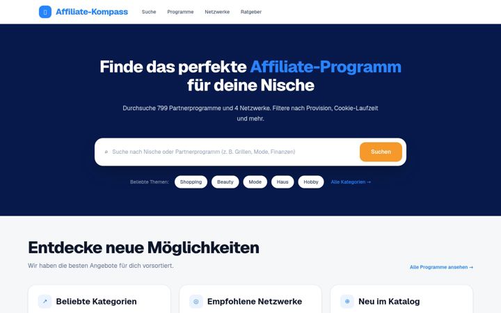 Snímek obrazovky affiliate-kompass.de