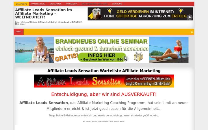 Snímek obrazovky affiliate-leads-sensation.de