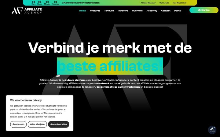 Snímek obrazovky affiliateagency.nl