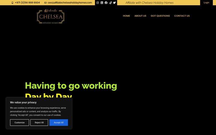 Screenshot of affiliatechelseaholidayhomes.com