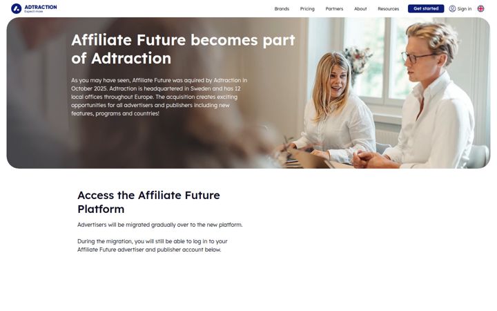 Ekraanipilt saidist affiliatefuture.com