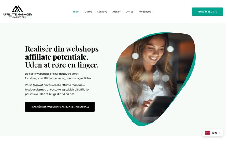 Screenshot stránky affiliatemanager.dk