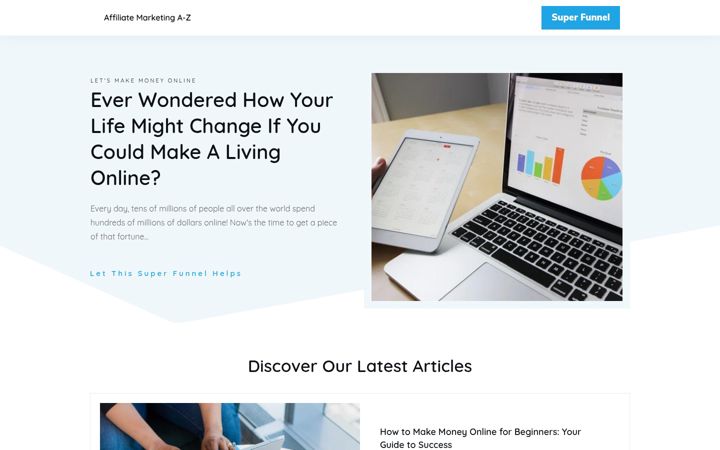 Screenshot of affiliatemarketinga-z.com