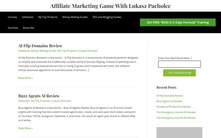 Screenshot of affiliatemarketinggame.net