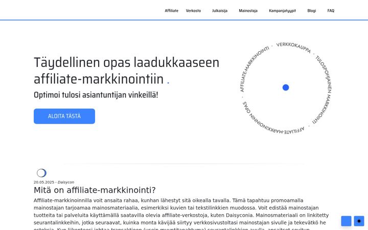 Screenshot of affiliatemarkkinointisuomi.fi
