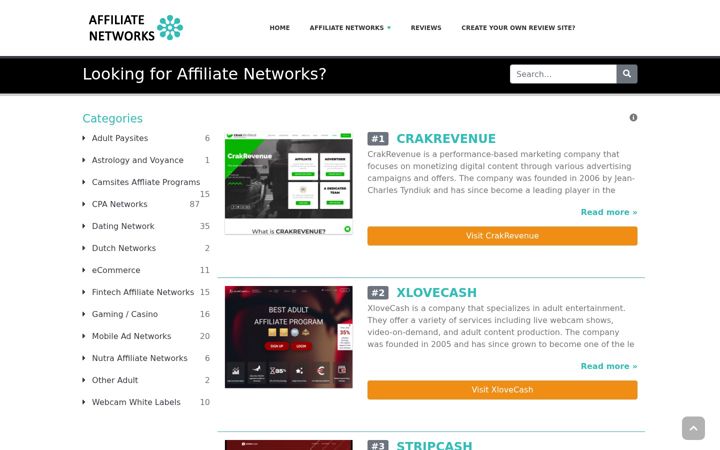 Screenshot of affiliatenetworks.eu