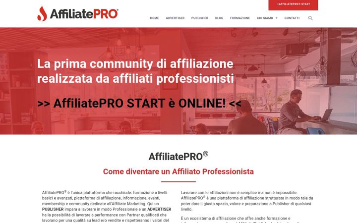 Skærmbillede af affiliatepro.it
