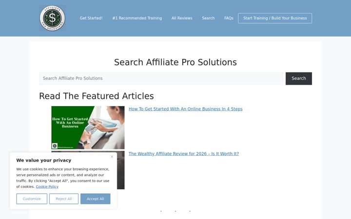 Skjámynd af affiliateprosolutions.com