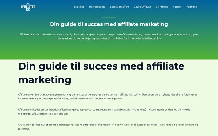 Screenshot of affiliater.dk