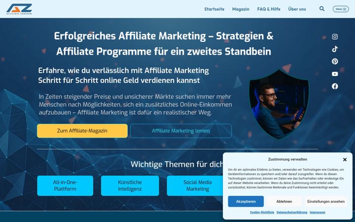 Screenshot of affiliatezentrum.de