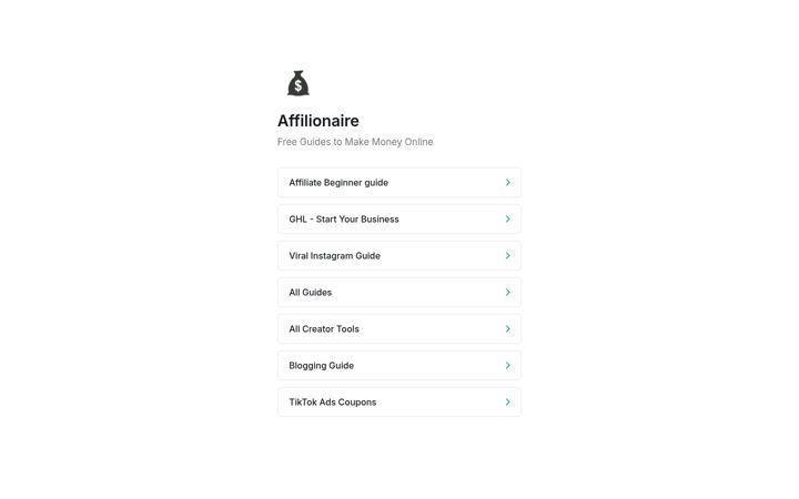 Screenshot of affilionaire.org