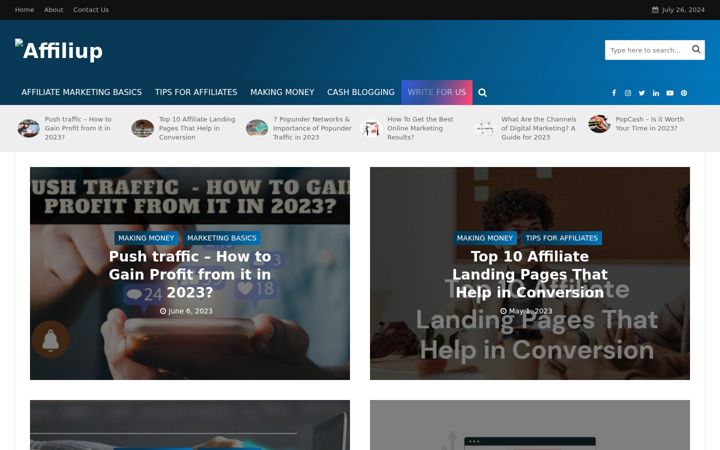 Screenshot of affiliup.com