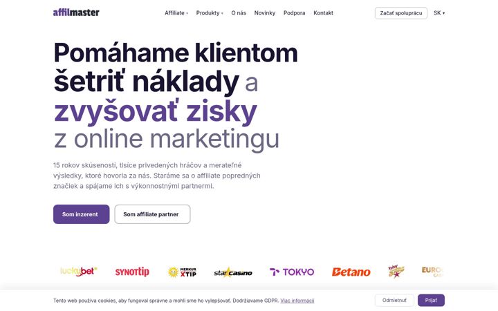 Screenshot of affilmaster.sk