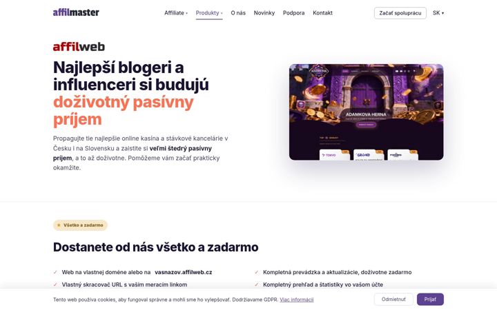 Screenshot of affilweb.sk
