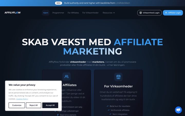 Screenshot von affilyflow.com