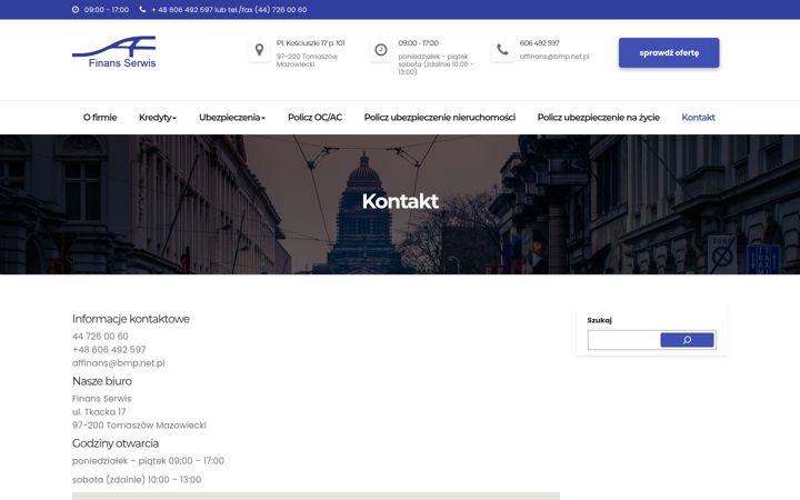 Screenshot of affinans.pl