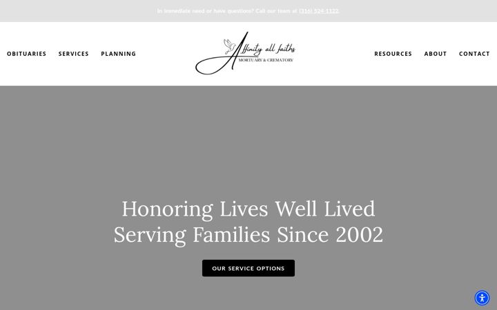 Screenshot of affinityallfaithsmortuary.com