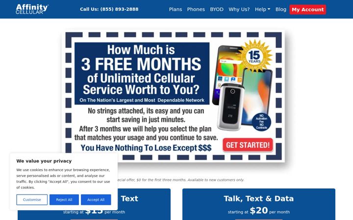 Screenshot von affinitycellular.com