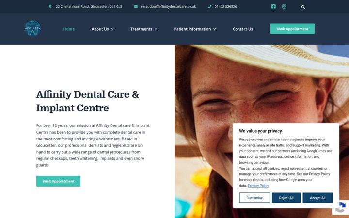 Screenshot von affinitydentalcare.co.uk