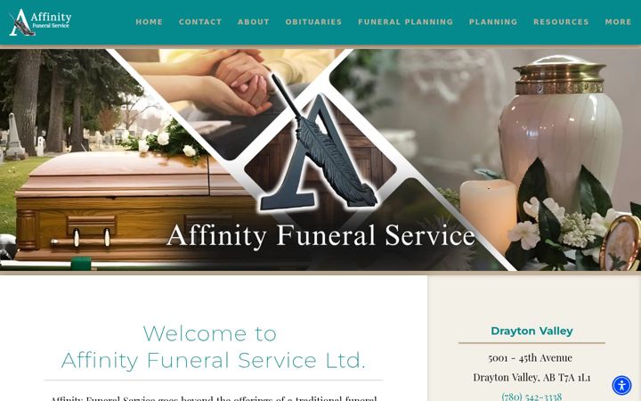 Screenshot of affinityfuneralservice.ca