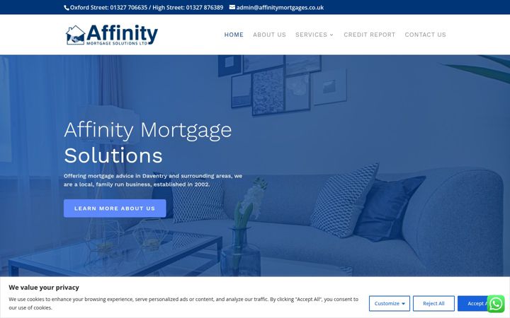 Posnetek zaslona affinitymortgages.co.uk