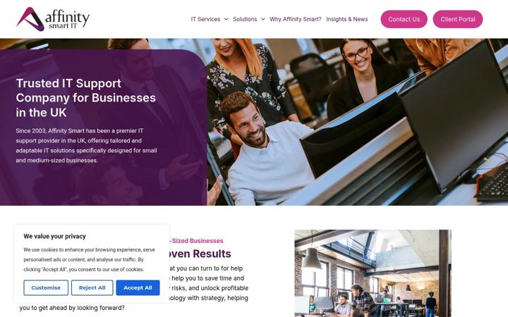 Posnetek zaslona affinitysmart.com