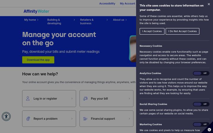 Screenshot of affinitywater.co.uk