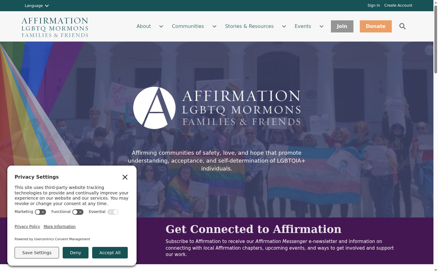 Screenshot of the consent banner shown before any interaction