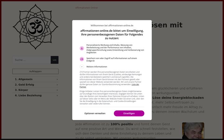 Screenshot of affirmationen-online.de
