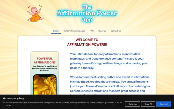 Screenshot von affirmationpowerapp.com