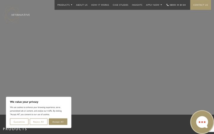 Screenshot von affirmativefinance.co.uk