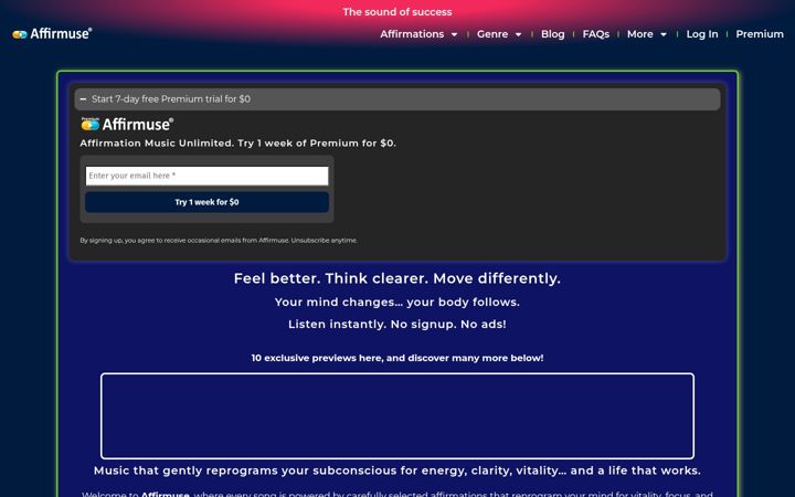 Screenshot von affirmuse.com
