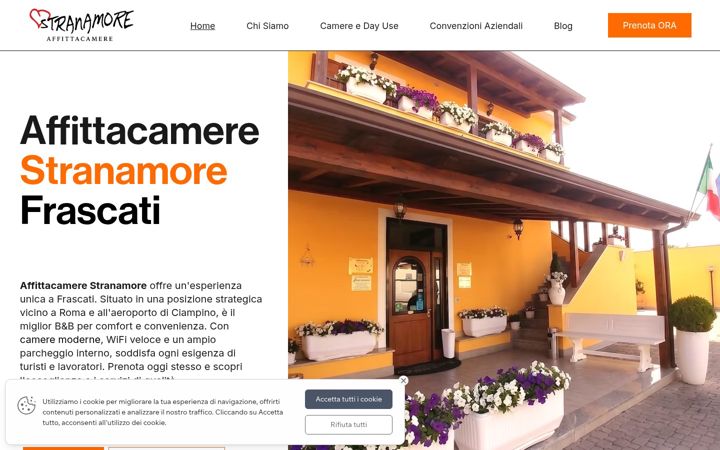 Screenshot of affittacamerestranamore.com