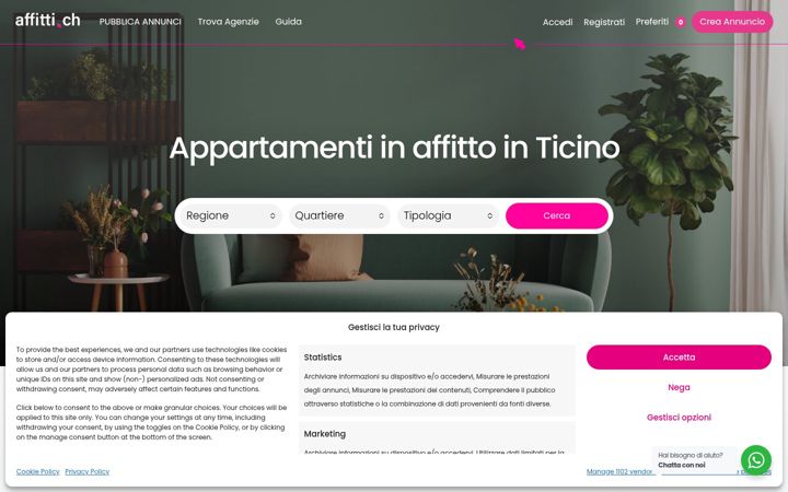 Skärmbild av affitti.ch