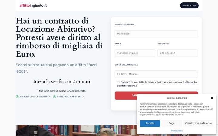 Képernyőkép: affittoingiusto.it