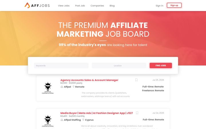 Screenshot of affjobs.com