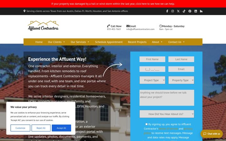 Screenshot von affluentexteriors.com