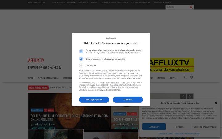 Screenshot of afflux.tv