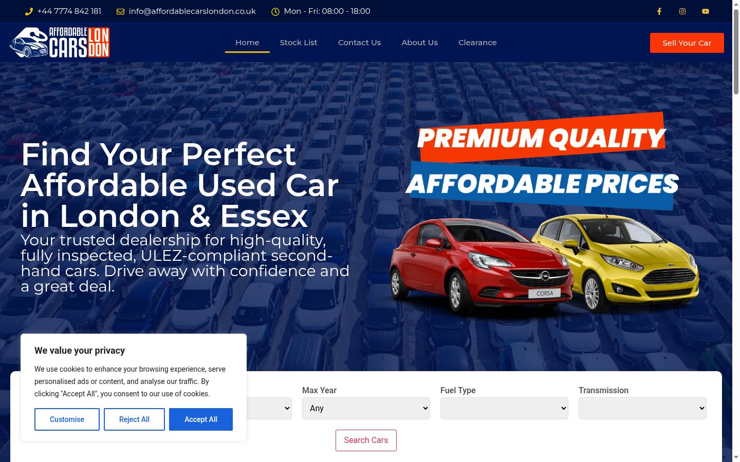 Screenshot of the consent banner shown before any interaction